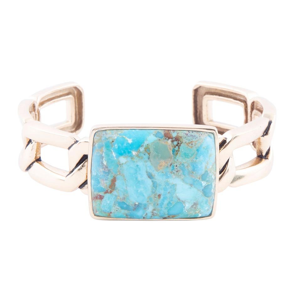 Athena Blue Turquoise Golden Cuff Bracelet - Maven Couture IncBracelets