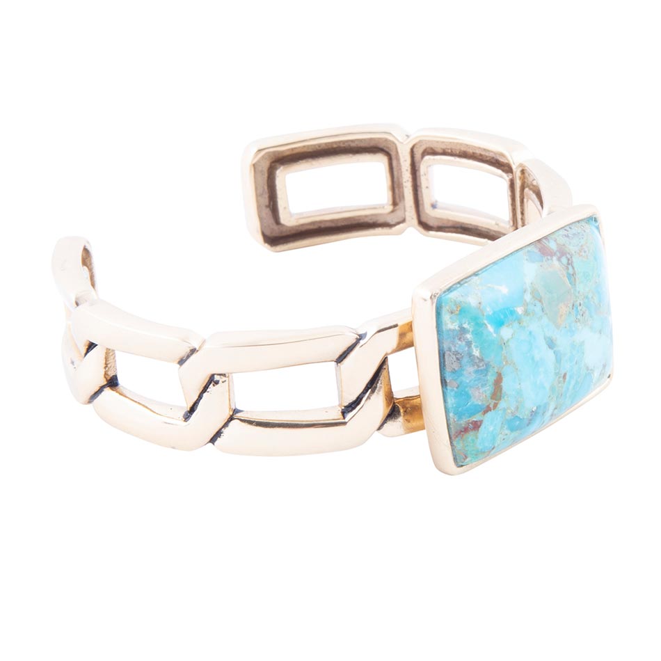 Athena Blue Turquoise Golden Cuff Bracelet - Maven Couture IncBracelets