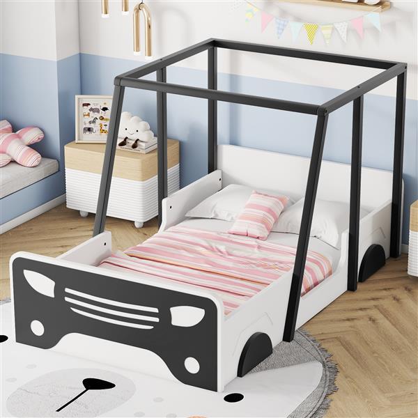 Montessori style wooden car bed with wheels and doors for luxury bedrooms