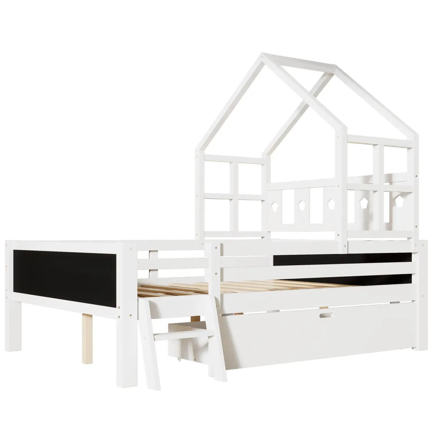 Luxury house bed with storage and blackboard for elegant kid’s rooms