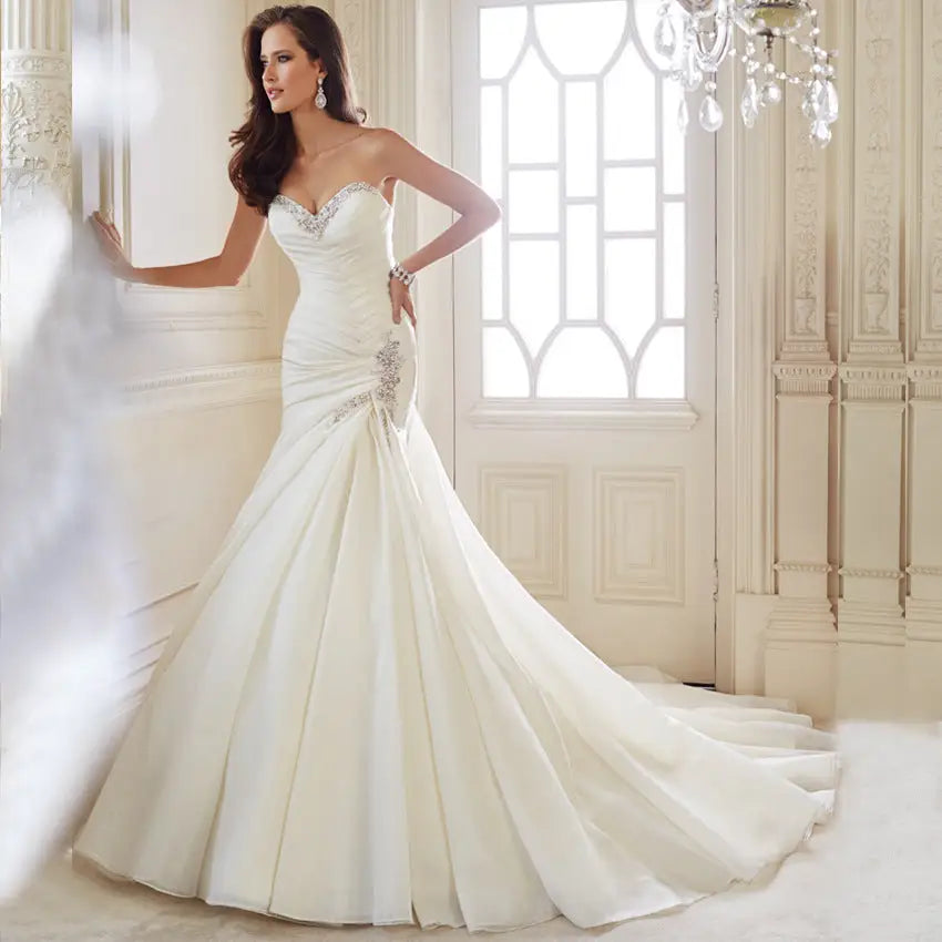 Elegant backless white wedding dress in timeless luxury fashion for women $180.99 wedding dresses product luxurious