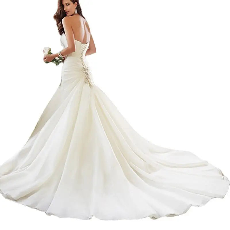 Elegant backless white wedding dress in timeless luxury fashion for women $180.99 wedding dresses product luxurious