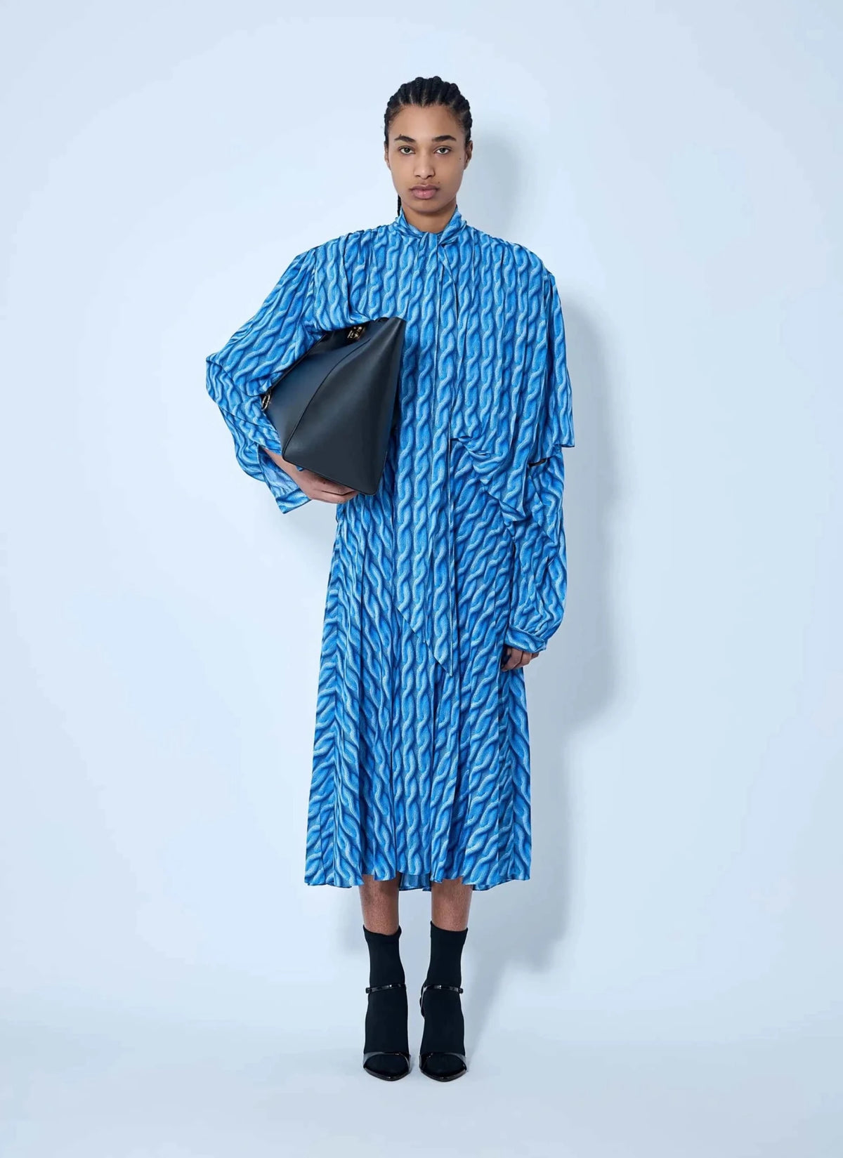 Balenciaga Women Double Sleeve Pleated Dress