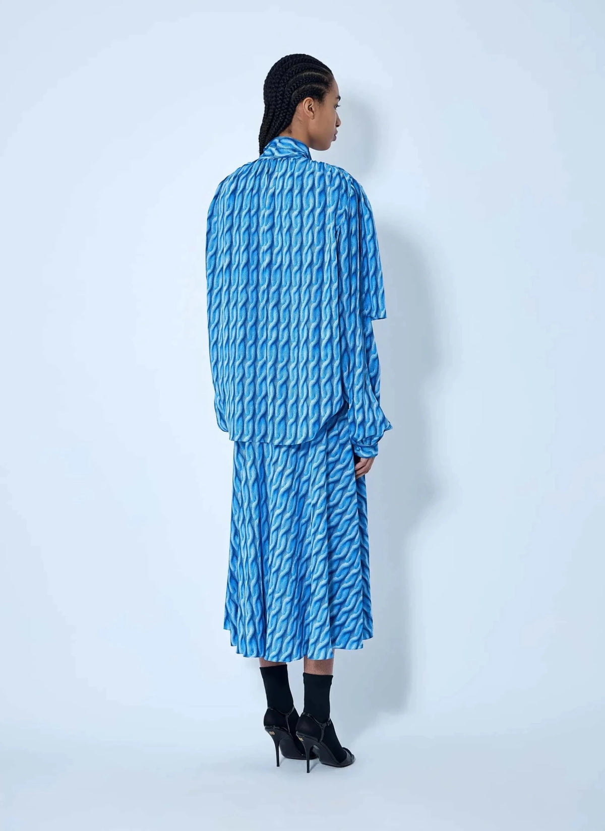 Balenciaga Women Double Sleeve Pleated Dress