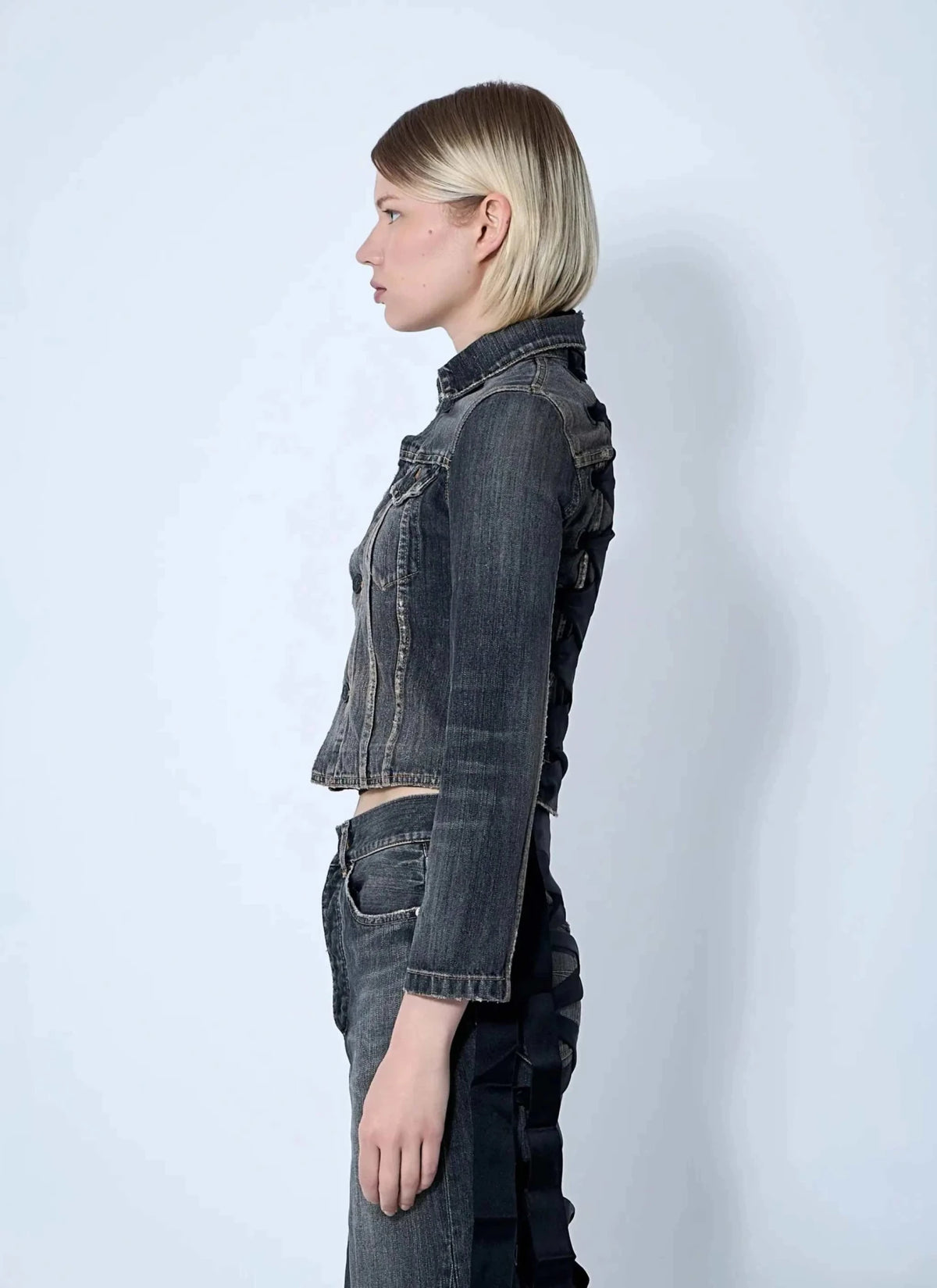 Balenciaga Women Lace-Up Denim Jacket - Maven Couture IncOuterwear / Jackets