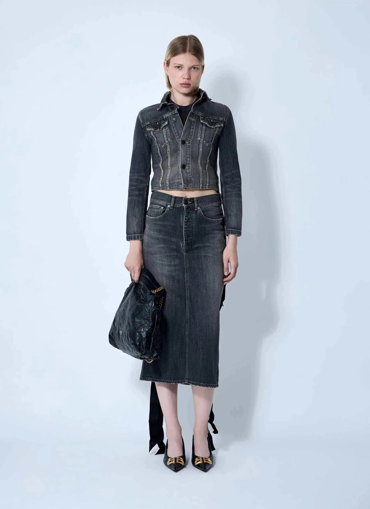 Balenciaga Women Lace-Up Denim Jacket - Maven Couture IncOuterwear / Jackets