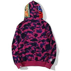 BAPE Hoodie Men's Shark Hoodie,Cotton Material Shark Jaw Jacket Ape Camo Full Zip Jacket Up - Maven Couture Inc