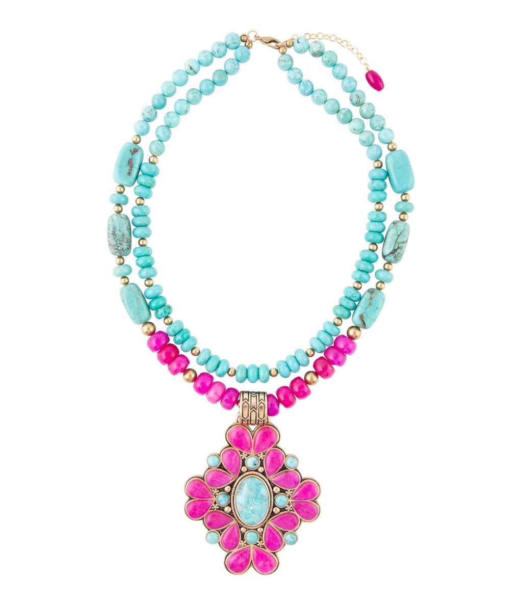 Barcelona Pink Agate Cross Golden Pendant Necklace - Maven Couture IncNecklaces