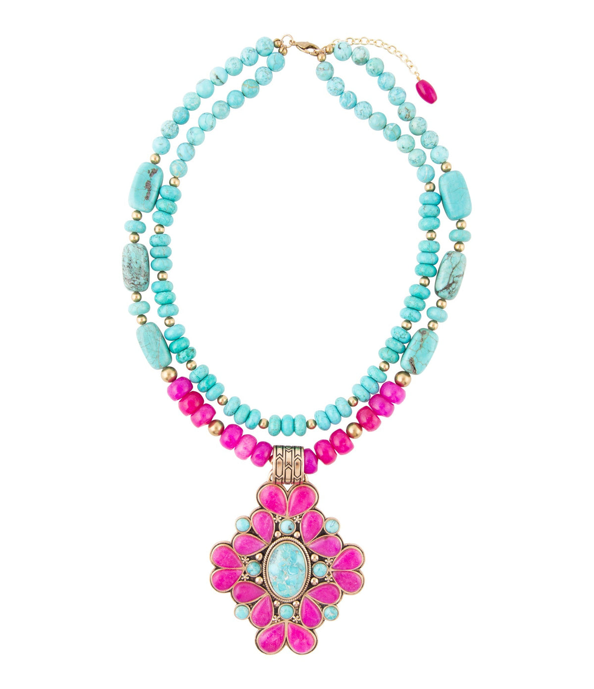Barcelona Pink Agate Cross Golden Pendant Necklace - Maven Couture IncNecklaces