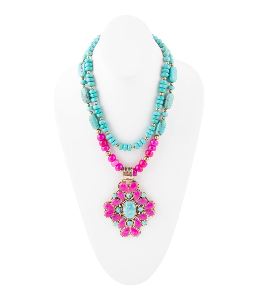 Barcelona Pink Agate Cross Golden Pendant Necklace - Maven Couture IncNecklaces