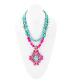 Barcelona Pink Agate Cross Golden Pendant Necklace - Maven Couture IncNecklaces