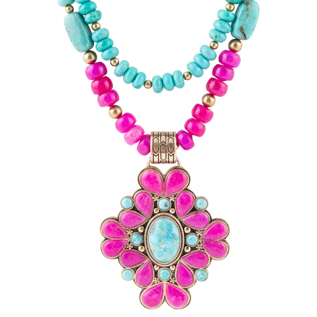 Barcelona Pink Agate Cross Golden Pendant Necklace - Maven Couture IncNecklaces