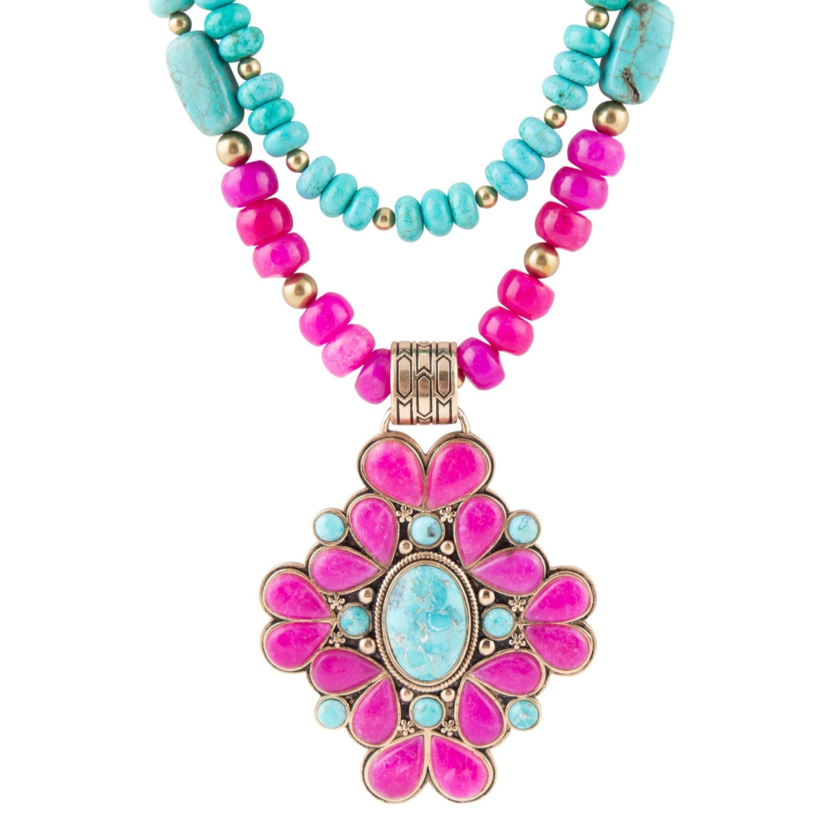 Barcelona Pink Agate Cross Golden Pendant Necklace - Maven Couture IncNecklaces