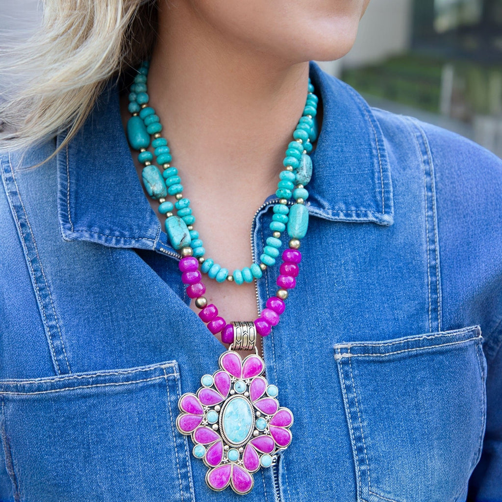 Barcelona Pink Agate Cross Golden Pendant Necklace - Maven Couture IncNecklaces