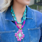 Barcelona Pink Agate Cross Golden Pendant Necklace - Maven Couture IncNecklaces