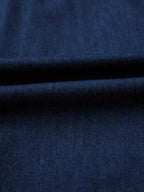 Belted Button-Down midi dress fabric in dark blue denim, 100% cotton material with a smooth, tightly woven texture