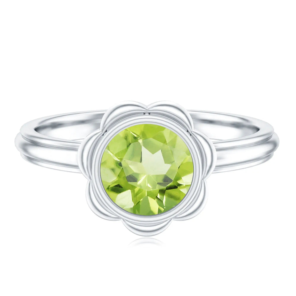 Bezel Set 1.2 Carat Peridot Engagement Ring for Women