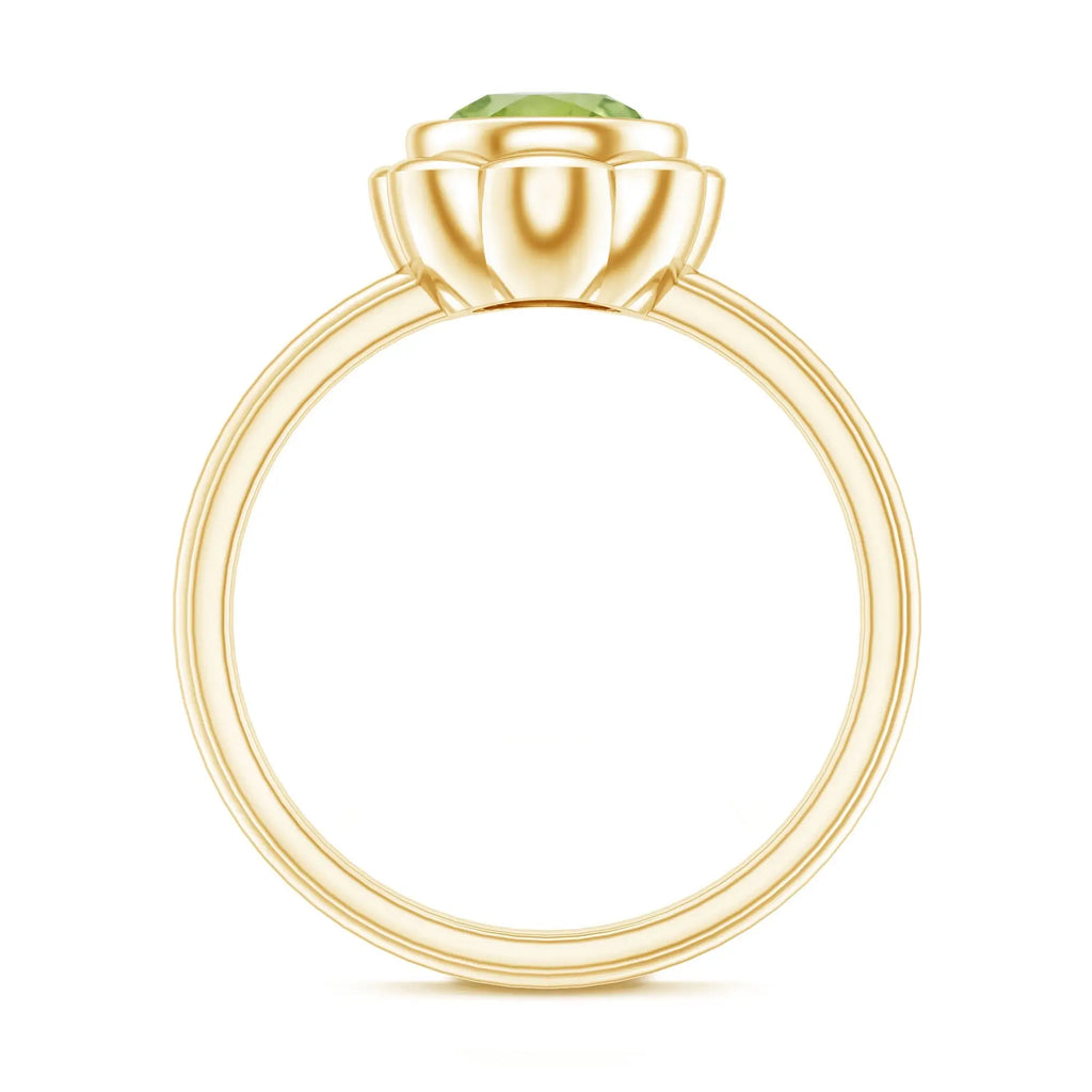 Bezel Set 1.2 Carat Peridot Engagement Ring for Women