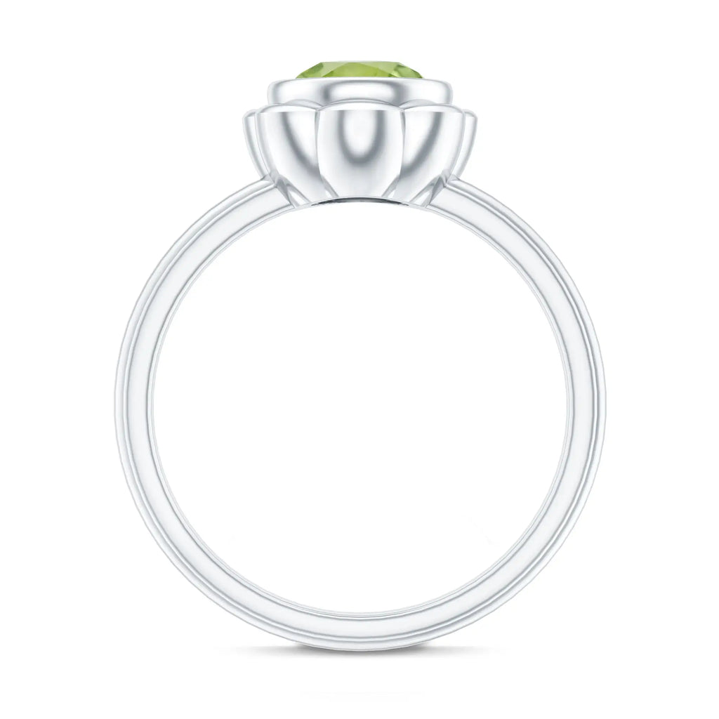 Bezel Set 1.2 Carat Peridot Engagement Ring for Women