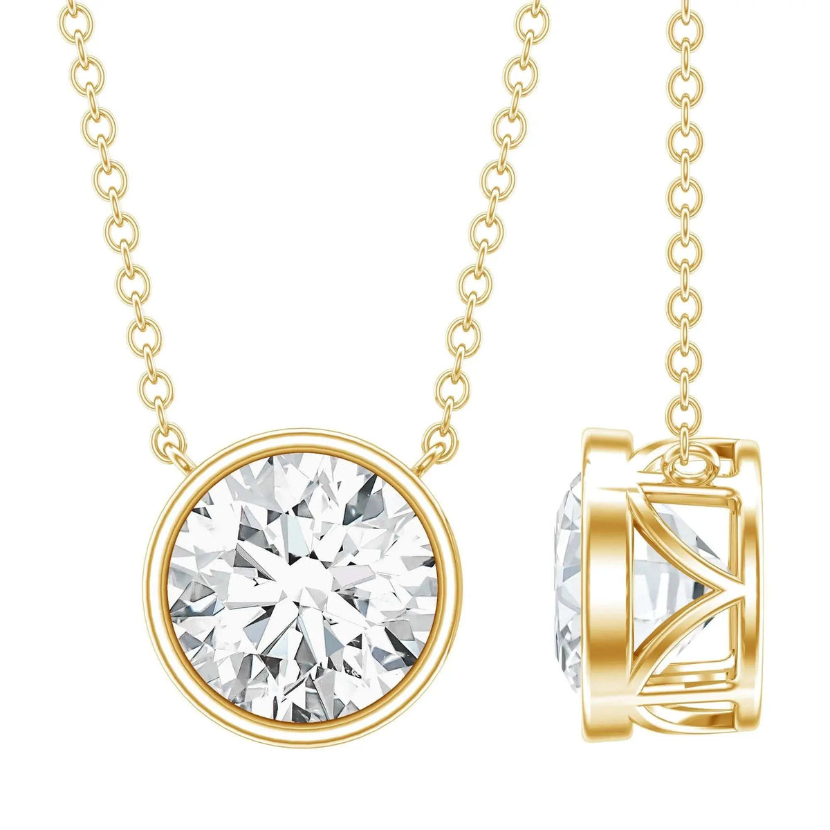 Bezel Set IGI Certified 2 Carat Lab Grown Diamond Solitaire Necklace