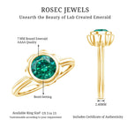 Bezel Set Lab Created Emerald Solitaire Engagement Ring