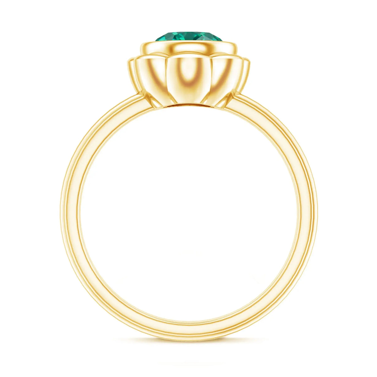 Bezel Set Lab Created Emerald Solitaire Engagement Ring