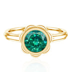 Bezel Set Lab Created Emerald Solitaire Engagement Ring