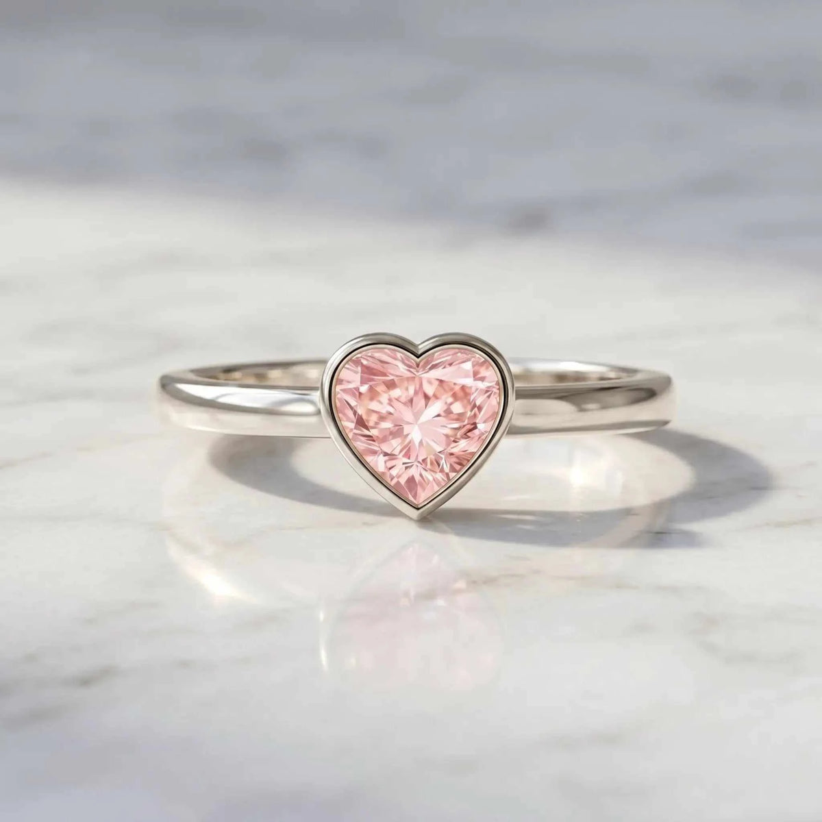 Bezel Set Lab Grown Pink Diamond Solitaire Promise Ring with IGI Certificate