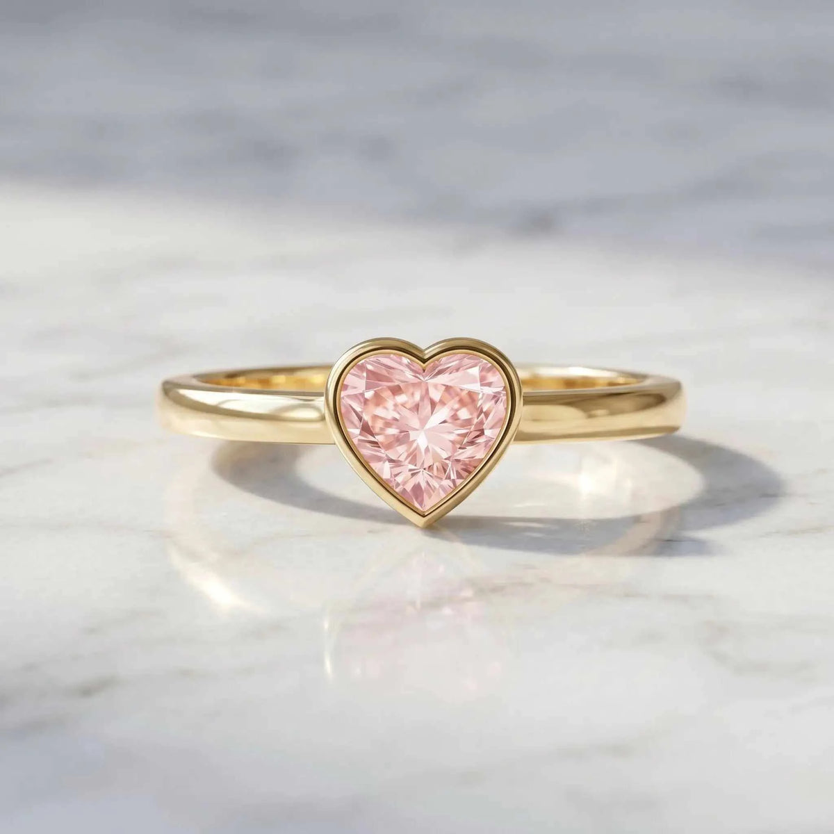 Bezel Set Lab Grown Pink Diamond Solitaire Promise Ring with IGI Certificate