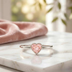 Bezel Set Lab Grown Pink Diamond Solitaire Promise Ring with IGI Certificate