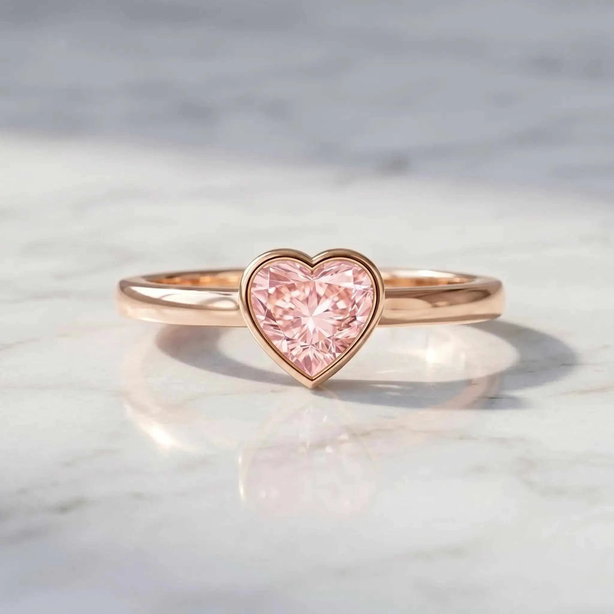 Bezel Set Lab Grown Pink Diamond Solitaire Promise Ring with IGI Certificate