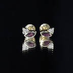 Bezel Set Rhodolite Garnet Stud Earrings with Diamonds