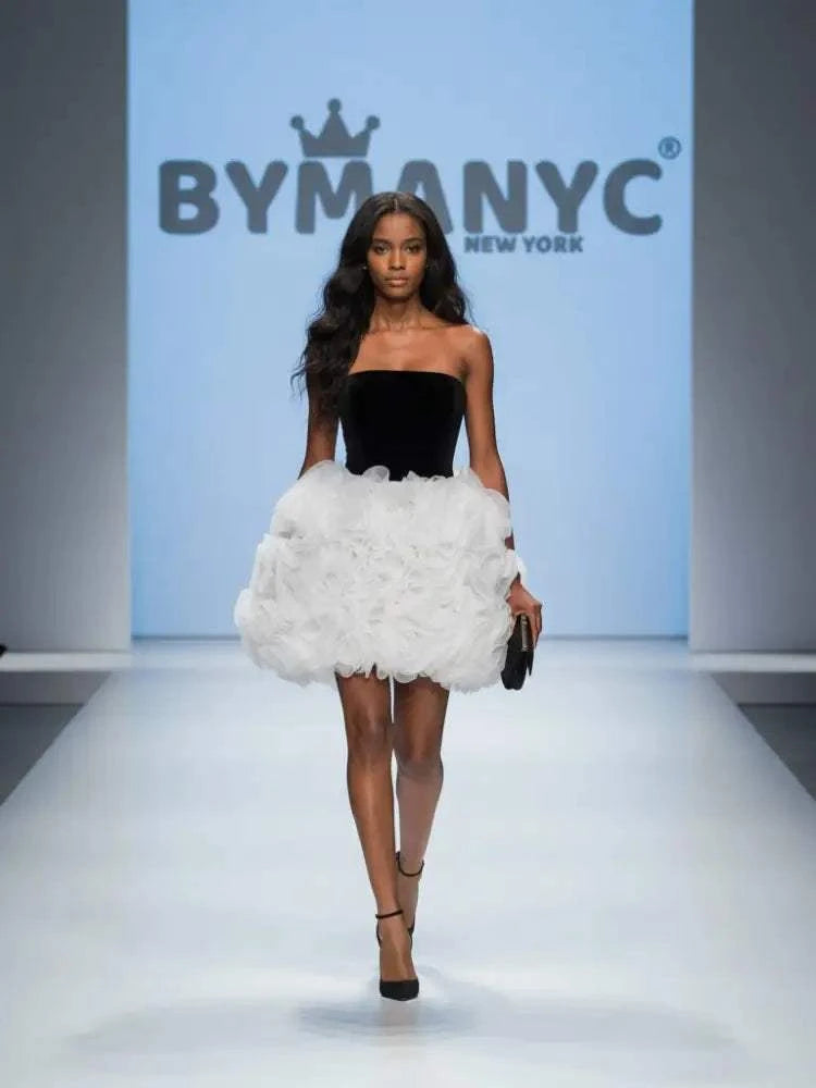 Black and White Mini Party Dress NOMAD: Prêt-à-Porter Line BYMANYC ® New York