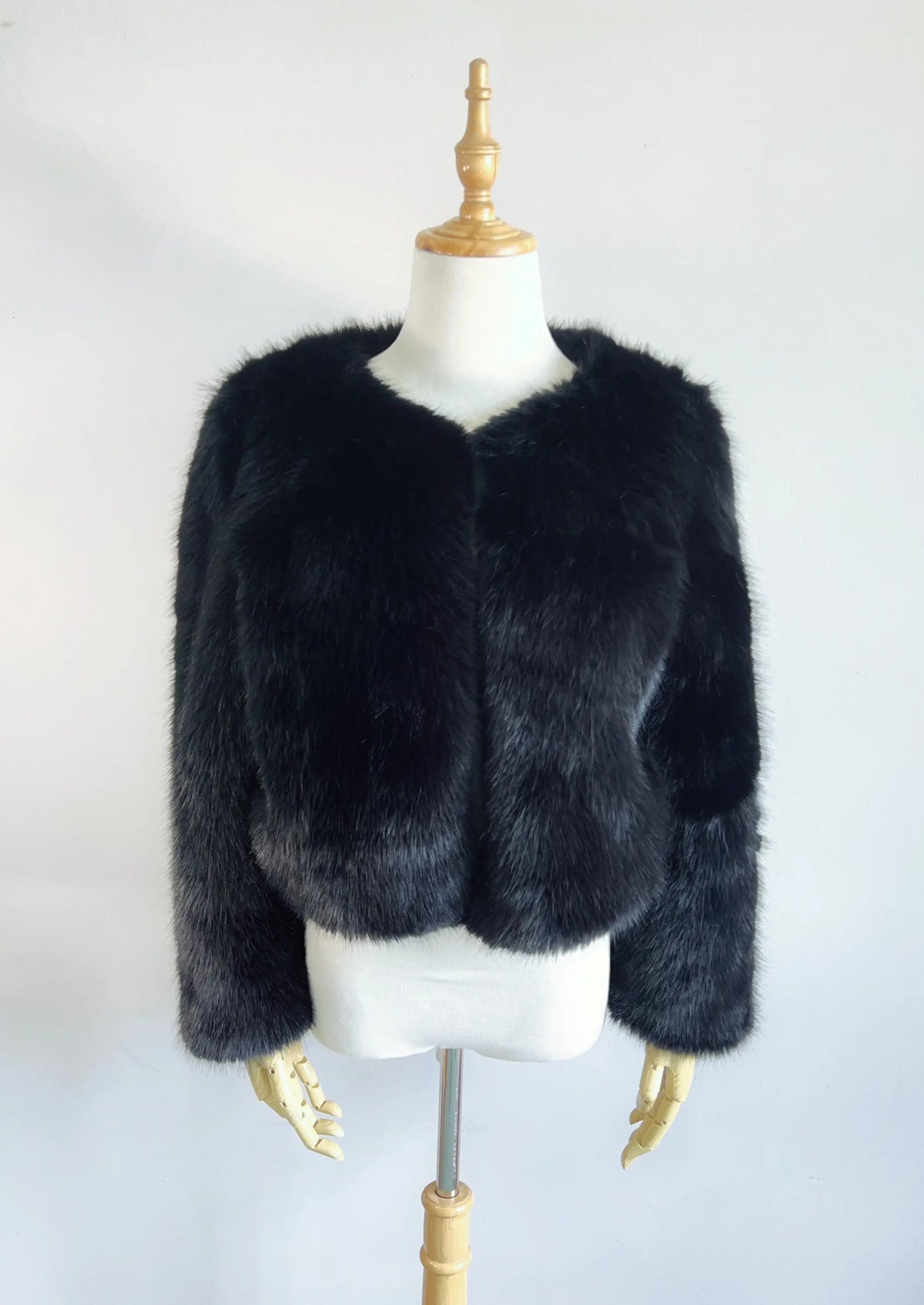 Black Faux Fur Bridal Jacket (Anna Blk07)