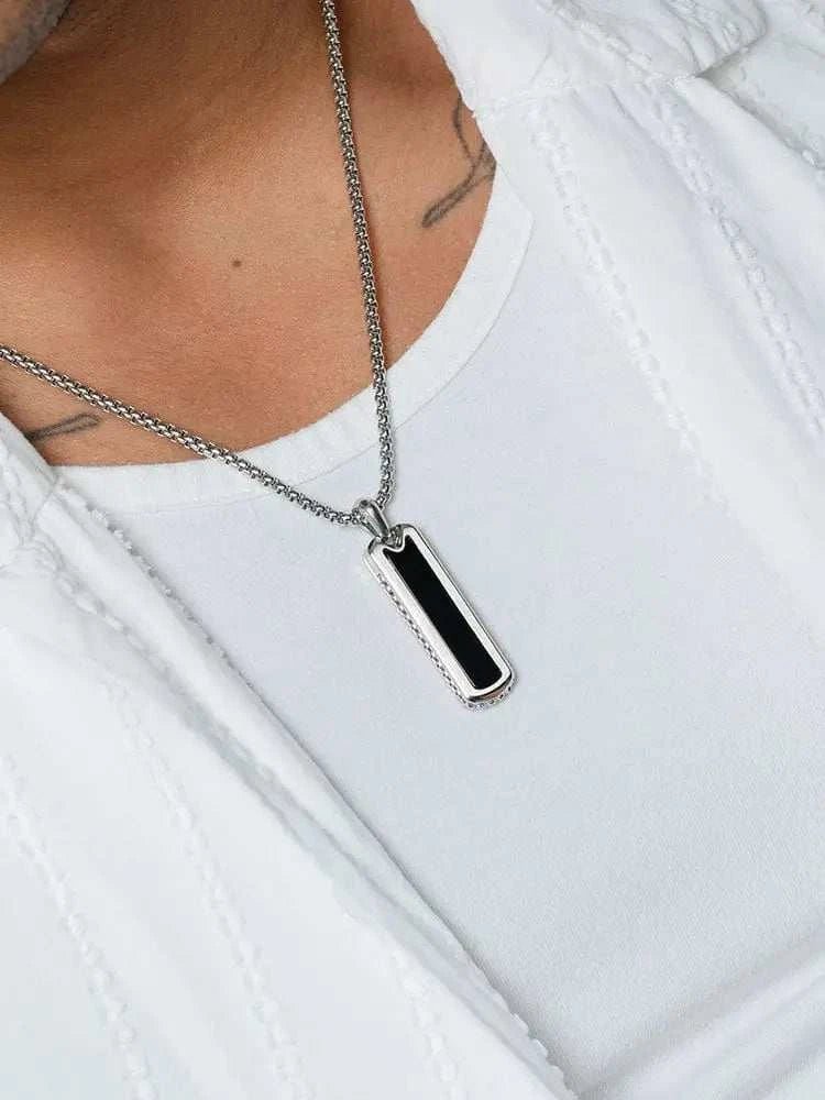 Black Onyx Column Pendant Necklace - Maven Couture IncColumn Pendant