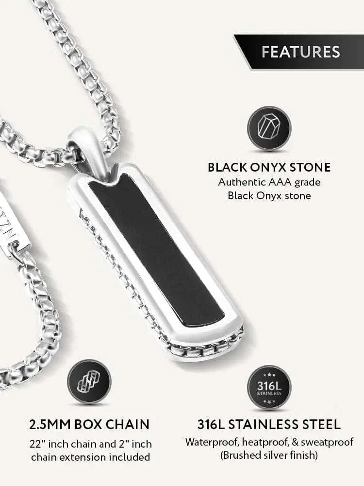 Black Onyx Column Pendant Necklace - Maven Couture IncColumn Pendant