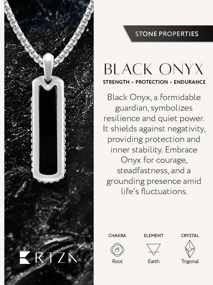 Black Onyx Column Pendant Necklace - Maven Couture IncColumn Pendant