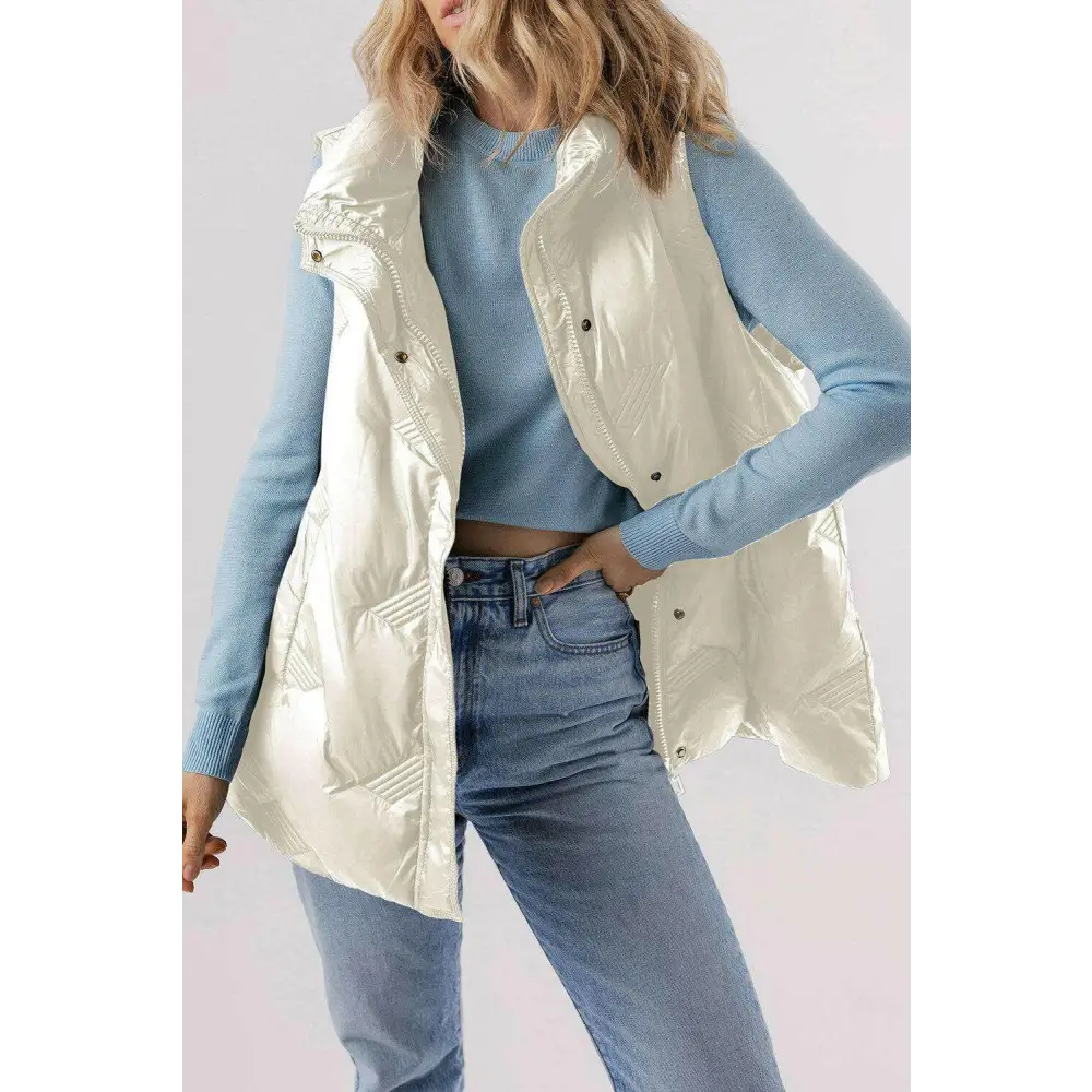 Quilted polyamide jacket vest elevates luxury fashion for women $90.29 100% polyamide this plain jacket vest