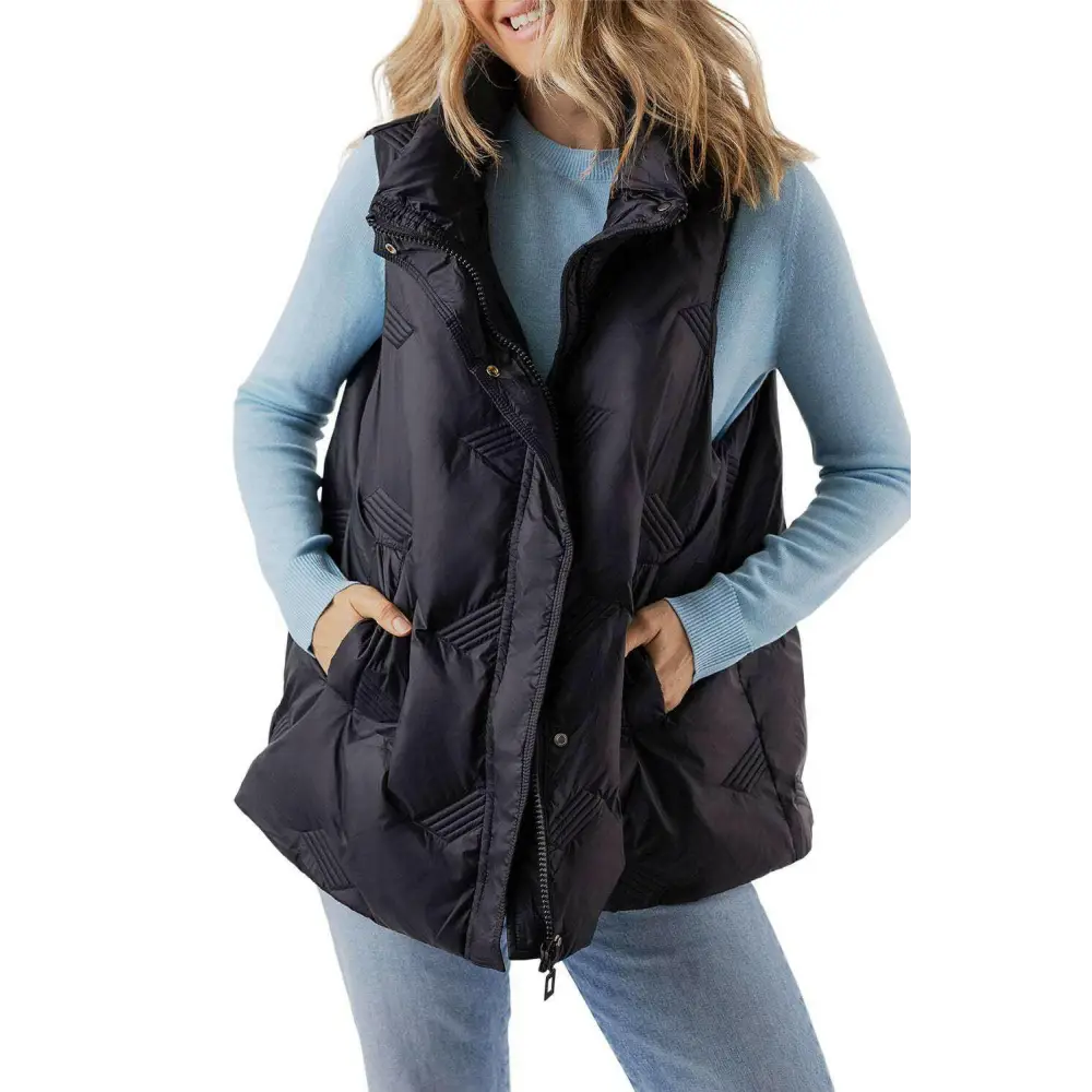 Quilted polyamide jacket vest elevates luxury fashion for women $90.29 100% polyamide this plain jacket vest