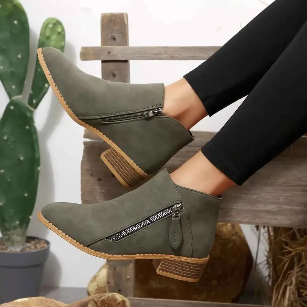 Block Heels Ankle Boots