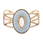 Blue Denim Dreams White Mother of Pearl Golden Cuff Bracelet - Maven Couture IncBracelets