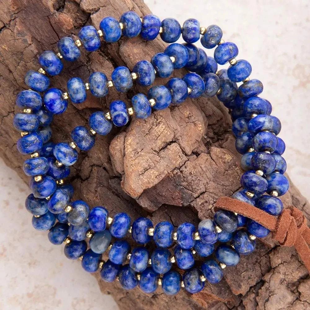 Blue Lapis Triple Strand Golden Bracelet Set - Maven Couture IncBracelets