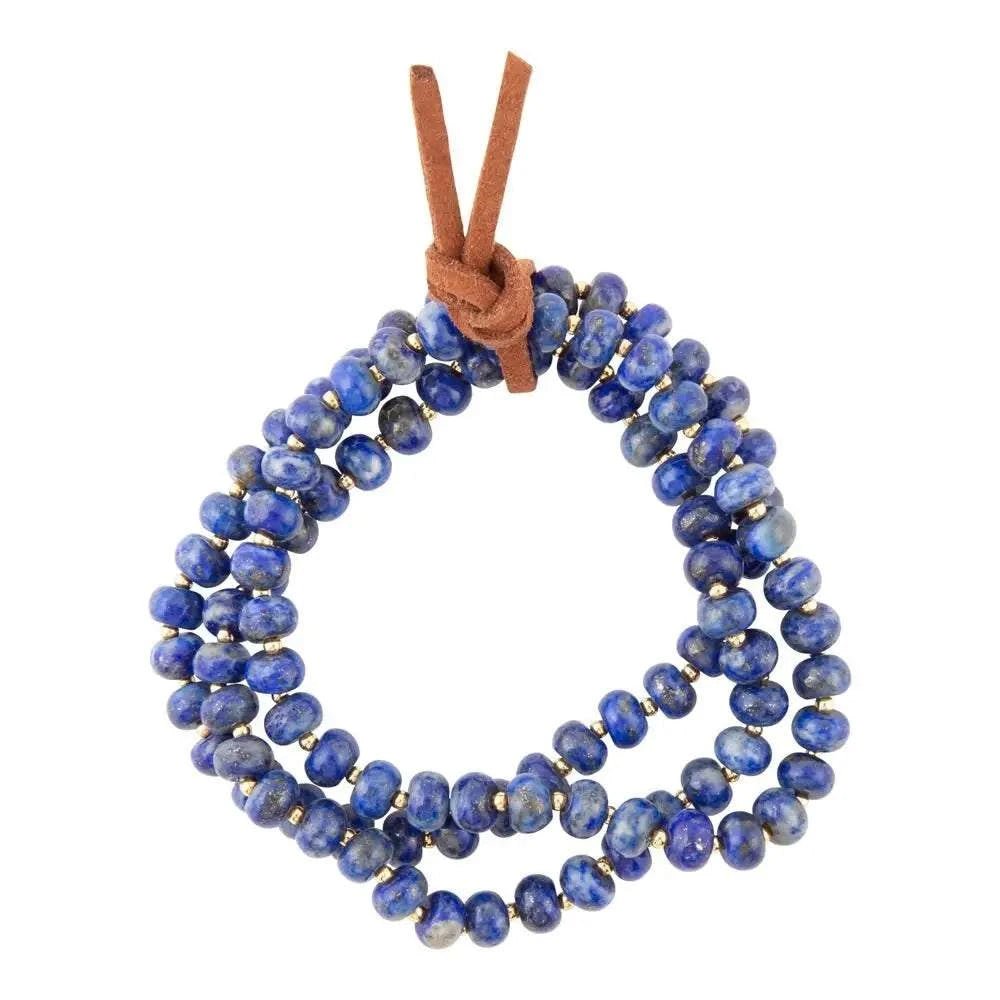 Blue Lapis Triple Strand Golden Bracelet Set - Maven Couture IncBracelets