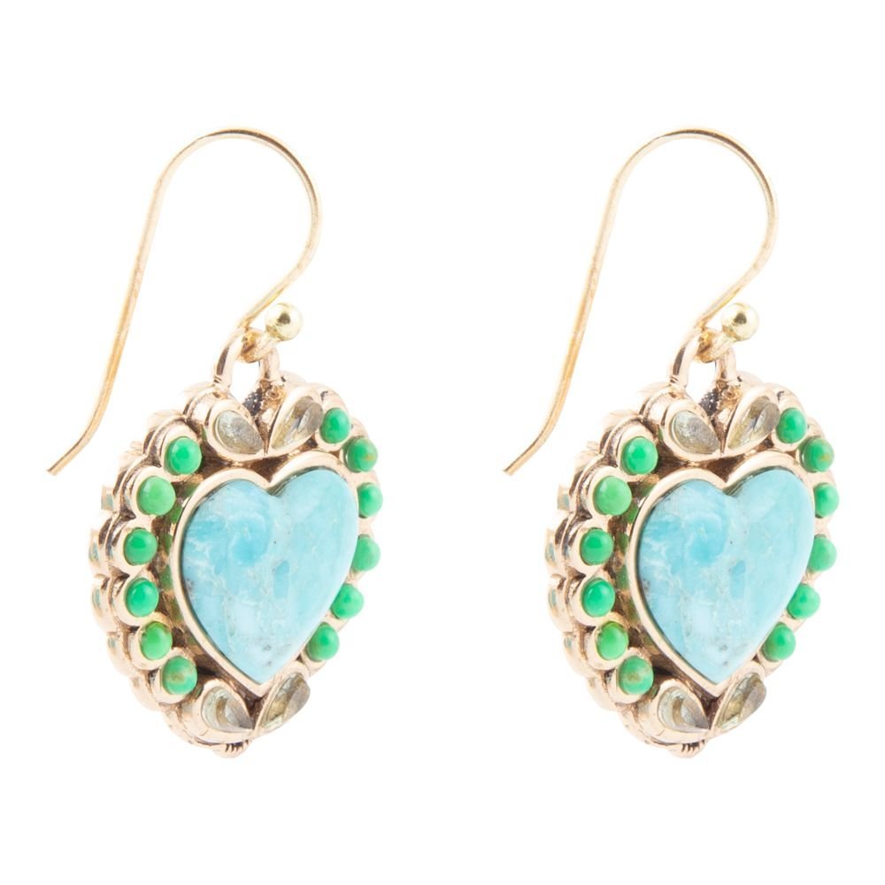 Legacy Heart Lime Green and Blue Turquoise Golden Drop Earrings - Maven Couture IncEarrings