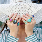 Blue Turquoise Rhombus Statement Ring - Maven Couture Incrings