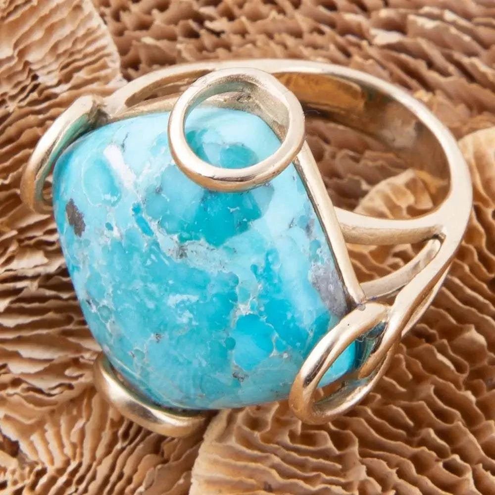 Blue Turquoise Rhombus Statement Ring - Maven Couture Incrings