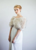 Blush with Black Tips Faux Fur Wrap (Serena Blu02)
