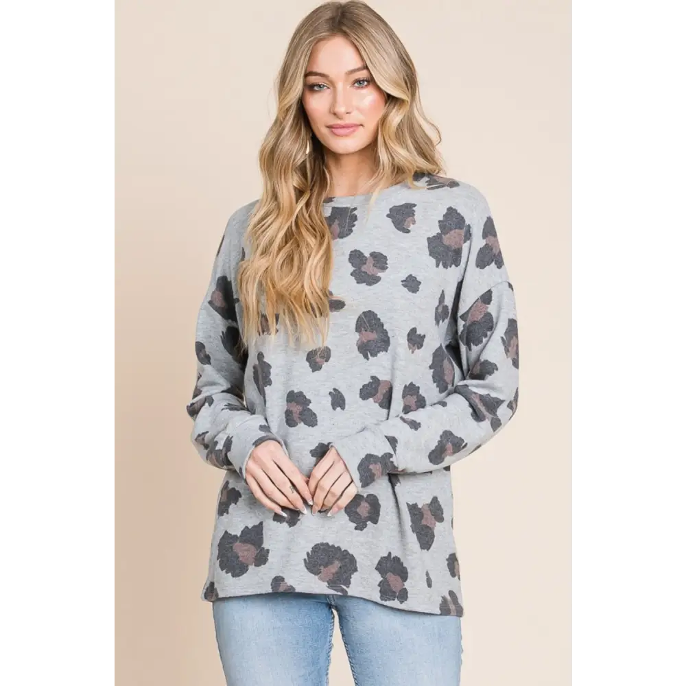 Leopard print drop shoulder t-shirt in luxury fashion for women $29.04 make a fierce statement with this leopard print