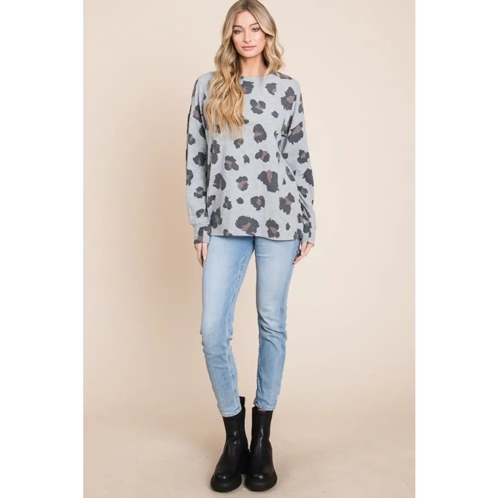 Leopard print drop shoulder t-shirt in luxury fashion for women $29.04 make a fierce statement with this leopard print