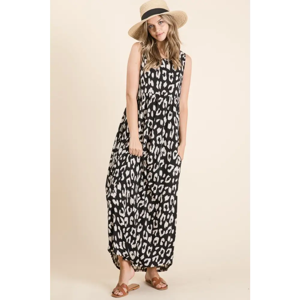 Chic leopard print maxi dress elevating luxury fashion for women $23.90 introducing the leopard print shirring waist